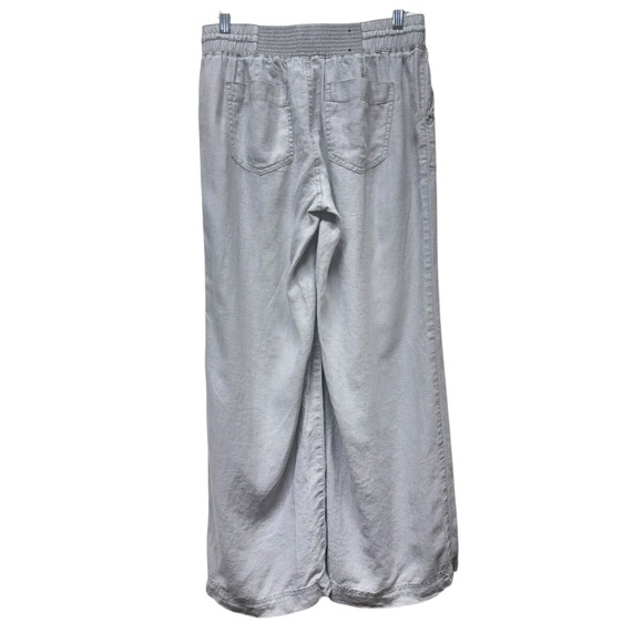 INC International Concepts Linen Pants Women 8 Gray Wide Leg Coastal‎ Lagenlook - Picture 2 of 6